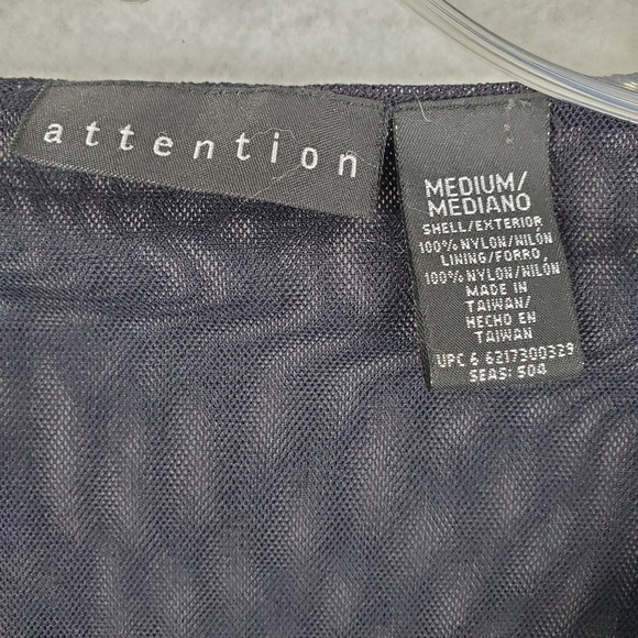 ATTENTION Stretch illusion net Cowl Neck Black Long Sleeve Top Sz M - Picture 6 of 9